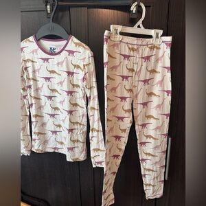 Kickee pants sz 10 natural Sauropods dinosaur pajama set